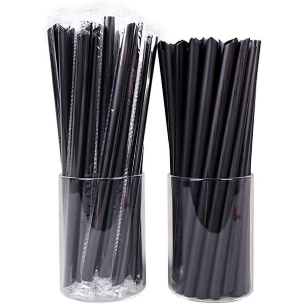 3 Packs (100pcs Each) Individually Wrapped Jumbo Smoothie Straws/Bubble Tea Straws - New