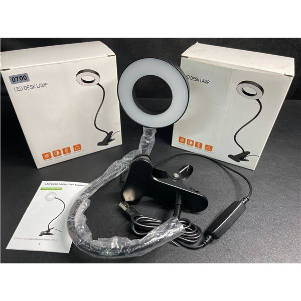 Lot of 2 LED Flexible/Clamp-On Desk Lamps - USB-Powered - New