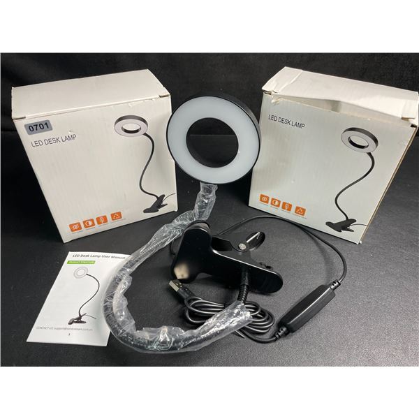 Lot of 2 LED Flexible/Clamp-On Desk Lamps - USB-Powered - New