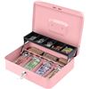 Image 1 : Metal Cash Box/Money Lock Box with Key - Pink - Portable Money Box - New Sealed!