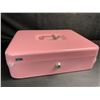 Image 3 : Metal Cash Box/Money Lock Box with Key - Pink - Portable Money Box - New Sealed!