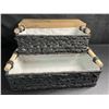 Image 4 : Navaris 2-Pack Natural Paper Rope Storage Baskets with Wooden Handles - Black - New in Box