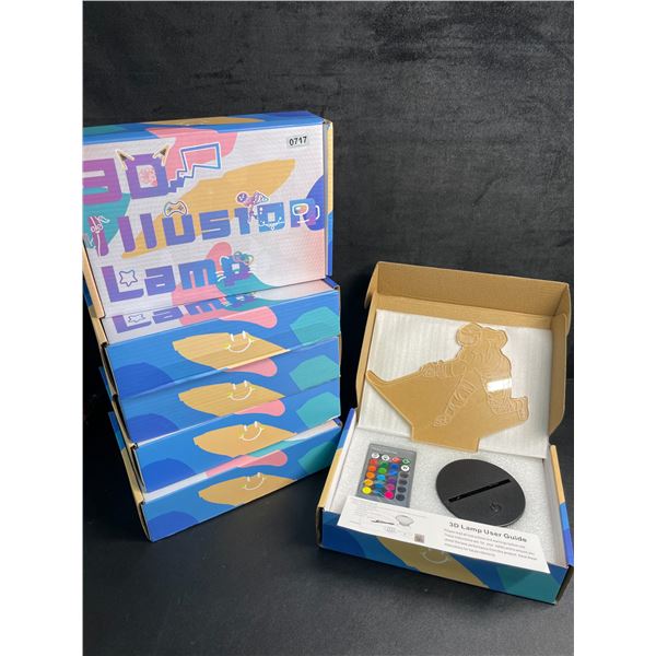 Lot of 6 Hockey Design 3D Color-Changing Night Lights w/ Remote Control - New