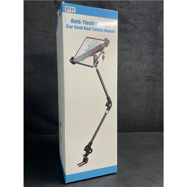 Anti-Theft Tablet Holder For Car Seat Rail (For 7"-11" Tablets) With Keys - New in Box