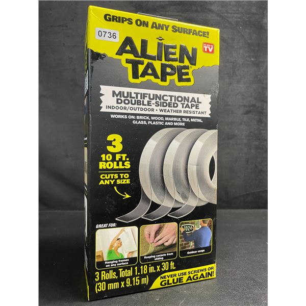 Alien Tape Multifunctional Double-Sided Tape (3 x 10FT Rolls) Indoor/Outdoor/Weather-Resistant - New