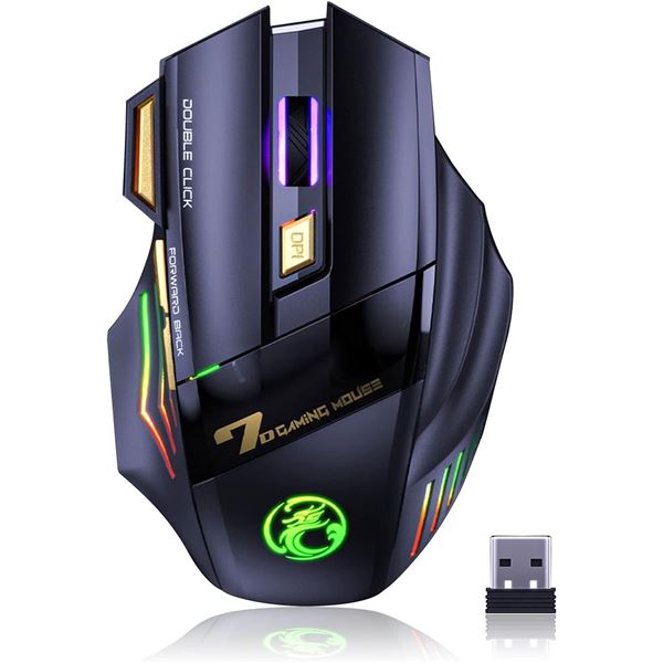 Rechargeable Wireless Gaming Mouse GX-X7 Silent Click Wireless Mouse w/ 2.4G USB Receiver - New