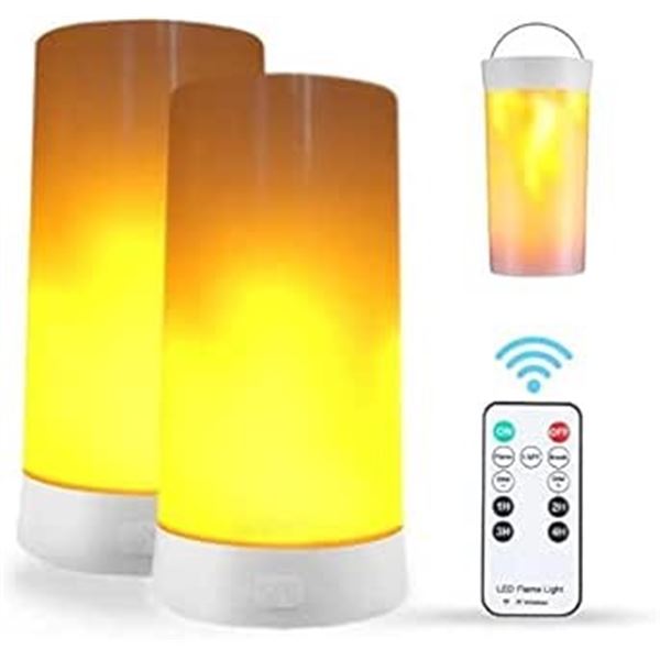 2PC LED Flame Lights/Wireless USB-Rechargeable Flame Effect Lights with Remote Control - New!