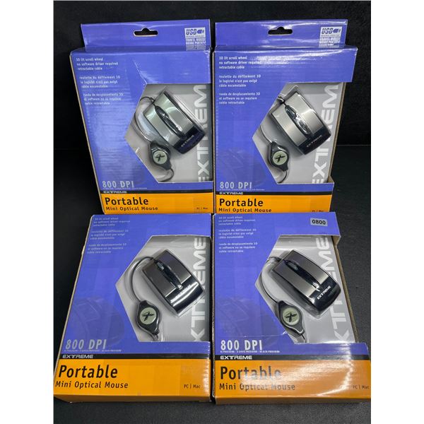 Lot of 4 Extreme Portable Mini Optical Mouse - 800 DPI - New