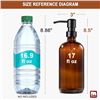 Image 3 : 2-Pack Amber Glass Soap Dispensers (17oz) with Rustproof Pump & Labels - New