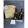 Image 6 : 2-Pack Amber Glass Soap Dispensers (17oz) with Rustproof Pump & Labels - New