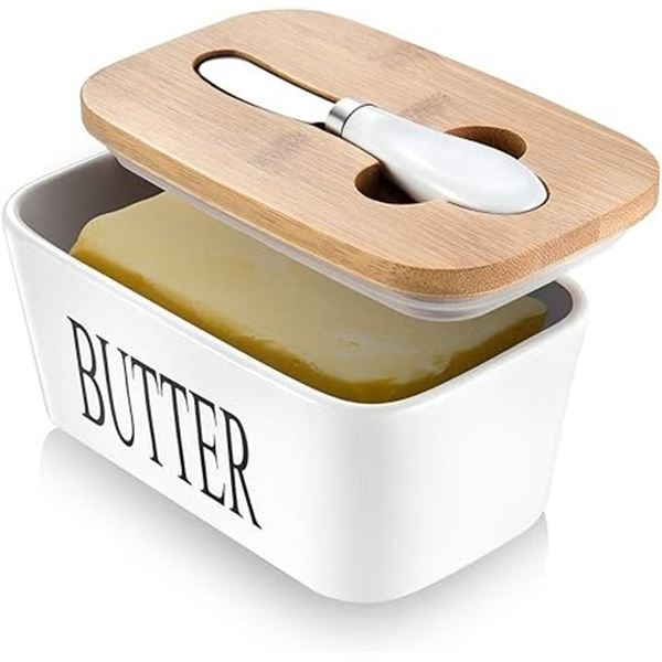Aisburger Butter Dish with Lid & Knife for Countertop - New