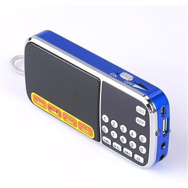 Portable Mini USB FM Radio/Mini Portable Speaker/MP3 Music Player (Blue) - New