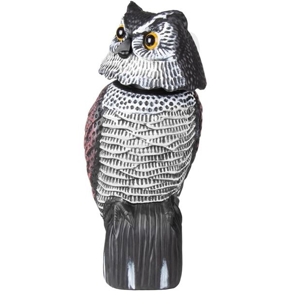 Lot of 2 Large Owl Decoys for Lawn/Garden w/ Rotating Head; Waterproof Outdoor Yard Decor - New