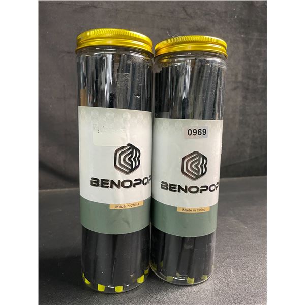 2 Packs of Benopop King-Size Pre-Rolled Rolling Cones (Black) 100pcs Each - New