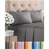 Image 1 : CGK Linens 4PC Queen-Size Bed Sheet Set (Dark Grey) Comfy/Breathable & Cooling Sheets - New