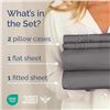 Image 2 : CGK Linens 4PC Queen-Size Bed Sheet Set (Dark Grey) Comfy/Breathable & Cooling Sheets - New