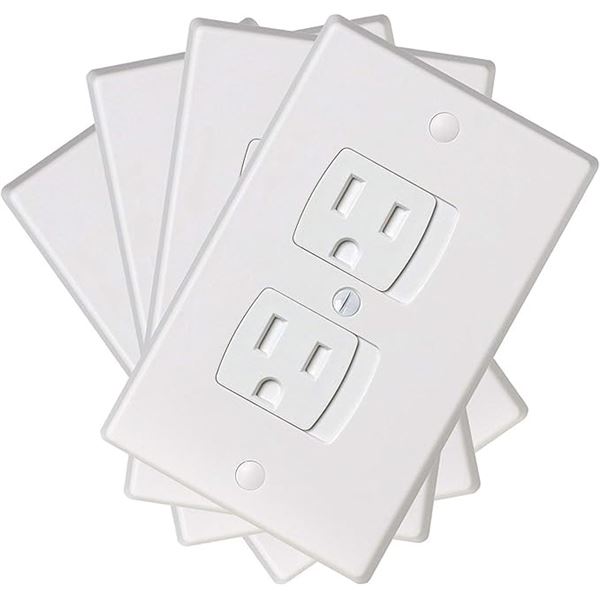 4-Pack of Self-Closing Outlet Covers - Child Safety Wall Outlet Covers (Universal Fit) - New