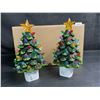 Image 2 : 2-Pack of Ceramic Christmas Tree Plug-In Outlet Night Lights for Holiday Decor - New