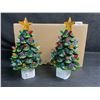 Image 2 : 2-Pack of Ceramic Christmas Tree Plug-In Outlet Night Lights for Holiday Decor - New