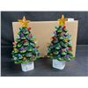 Image 2 : 2-Pack of Ceramic Christmas Tree Plug-In Outlet Night Lights for Holiday Decor - New