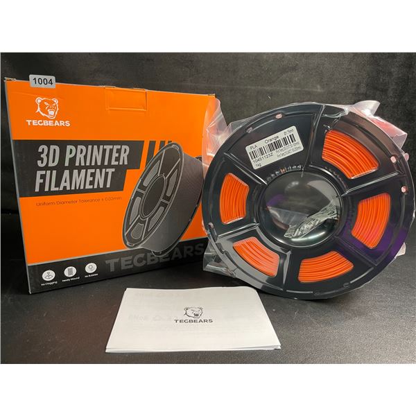 1 Roll of Tecbears PLA 3D Printer Filament - Orange - 1.75mm (1KG) Roll - New Sealed