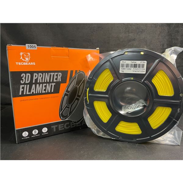1 Roll of Tecbears PLA 3D Printer Filament - Yellow - 1.75mm (1KG) Roll - New Sealed