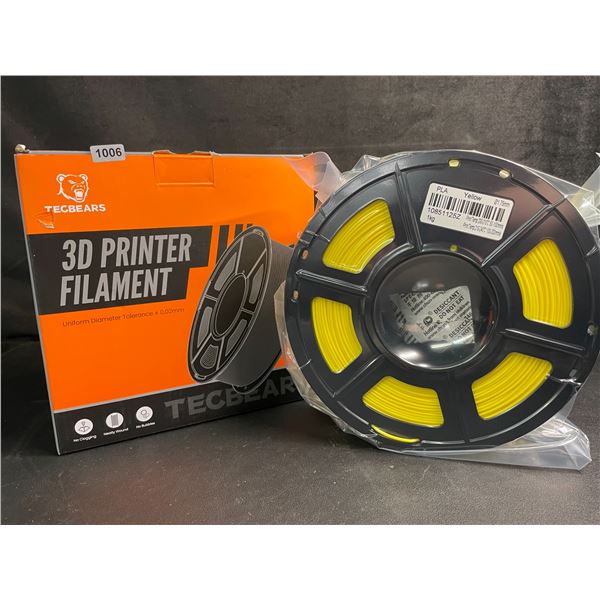 1 Roll of Tecbears PLA 3D Printer Filament - Yellow - 1.75mm (1KG) Roll - New Sealed