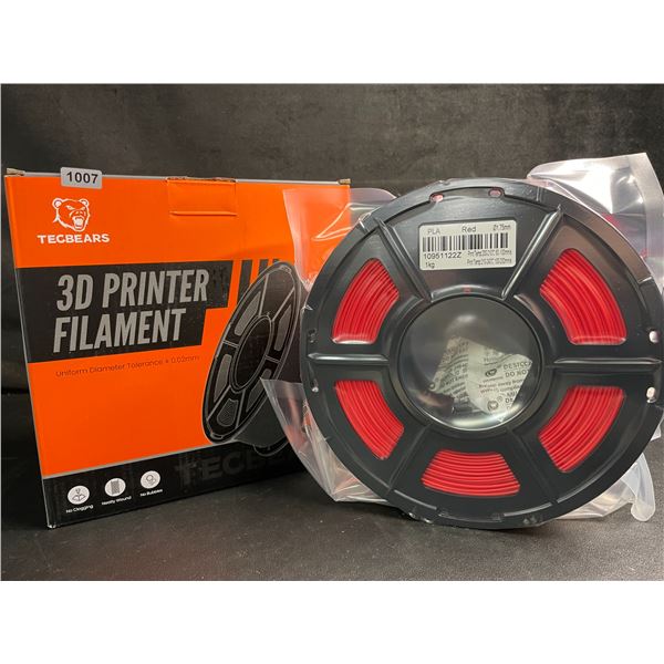 1 Roll of Tecbears PLA 3D Printer Filament - Red - 1.75mm (1KG) Roll - New Sealed