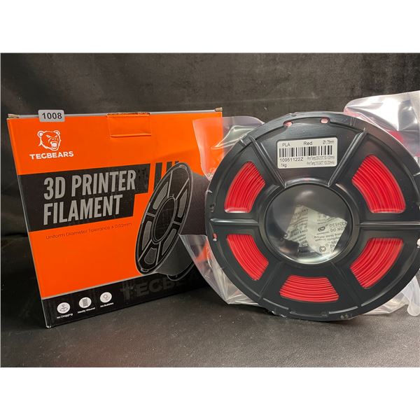 1 Roll of Tecbears PLA 3D Printer Filament - Red - 1.75mm (1KG) Roll - New Sealed