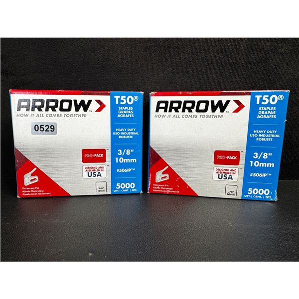 2 Boxes of Arrow T50 3/8" 10mm Staples - (10,000pcs Total - 5000 PER Pack) - Brand New