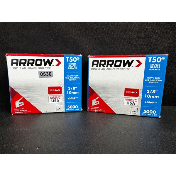 2 Boxes of Arrow T50 3/8" 10mm Staples - (10,000pcs Total - 5000 PER Pack) - Brand New