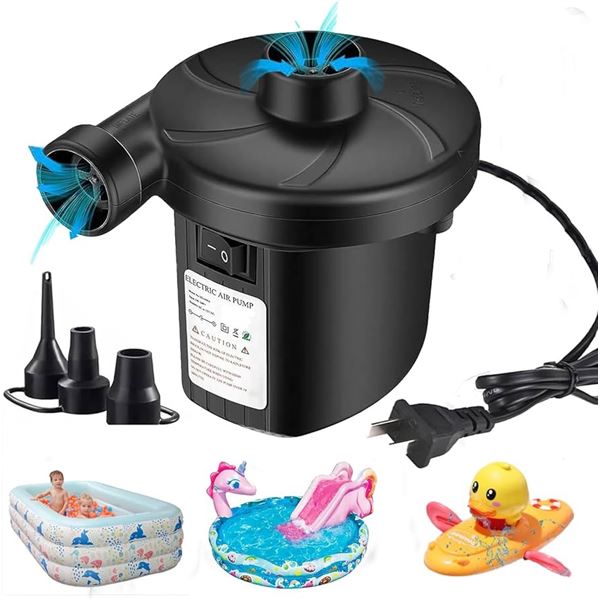 Electric Air Pump 110V (Model: CZ-198B) with Various Inflator Adaptor Tips - New in Box