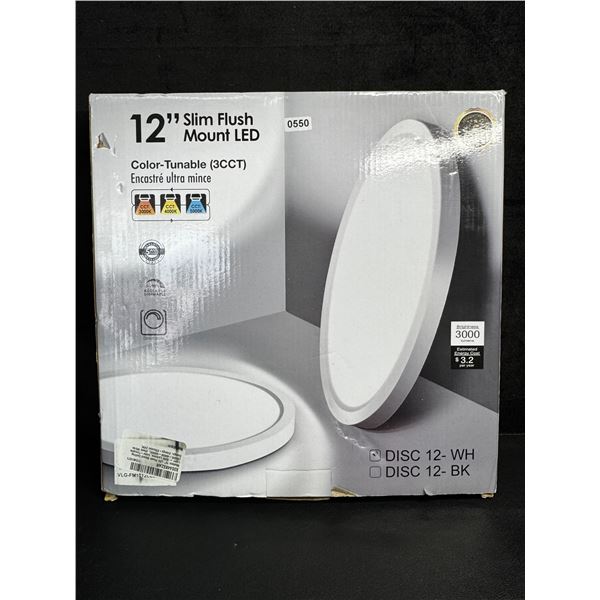 12" Slim Flush Mount LED Light - Color Tuneable - New