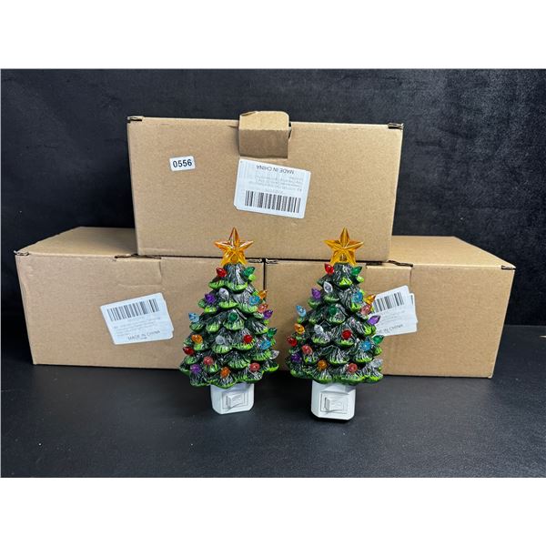 3 2-Packs of Plug in Christmas Tree Night Lights - 6pcs Total - New