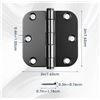 Image 2 : 12-Pack of Heavy Duty 3 Inch Rounded Black Metal Door Hinges for Exterior/Interior - New
