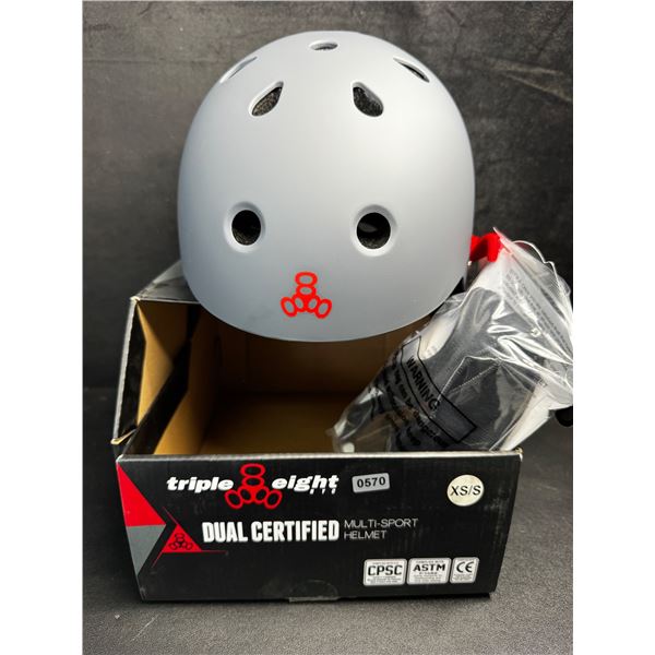 Triple Eight Premium Dual Certified Multi Sport Helmet - Grey - Size XS/S - New