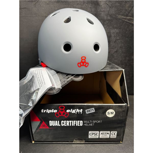 Triple Eight Premium Dual Certified Multi Sport Helmet - Grey - Size S/M - New