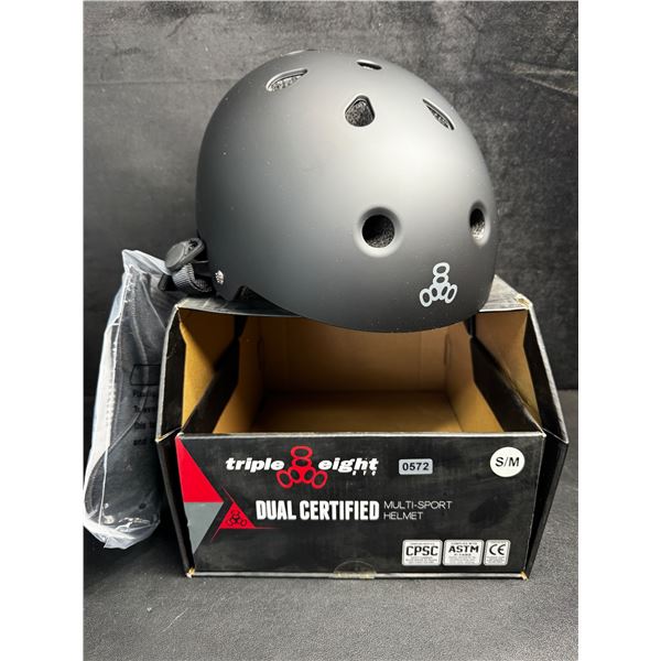 Triple Eight Premium Dual Certified Multi Sport Helmet - Black - Size S/M - New