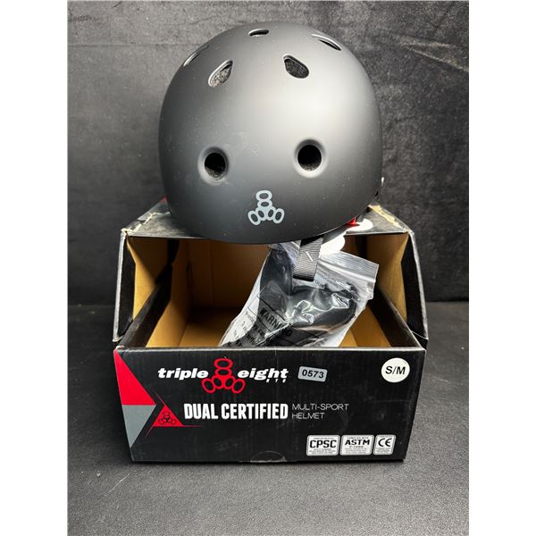 Triple Eight Premium Dual Certified Multi Sport Helmet - Black - Size S/M - New