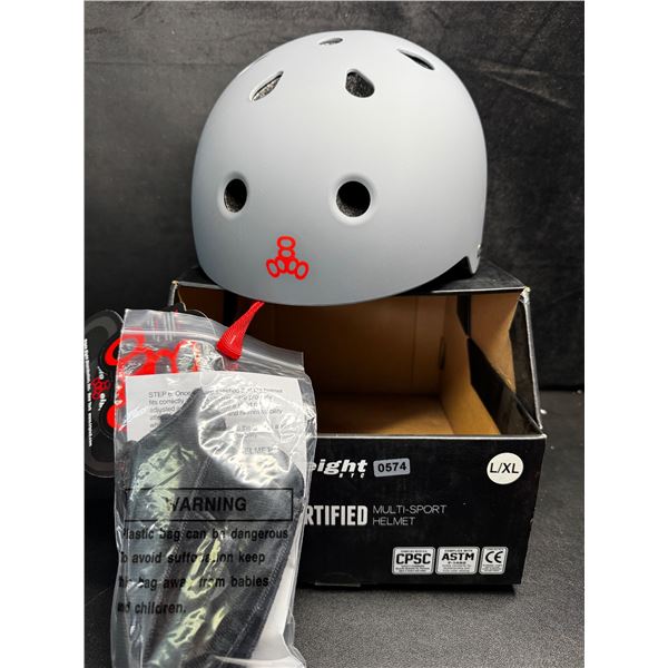 Triple Eight Premium Dual Certified Multi Sport Helmet - Grey - Size L/XL - New