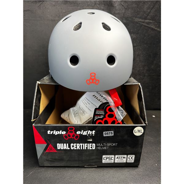 Triple Eight Premium Dual Certified Multi Sport Helmet - Grey - Size L/XL - New