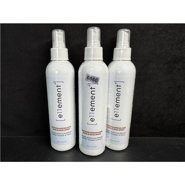 3 Bottles of Ellement Hypochlorous Acid Face and Skin Toner Spray - New