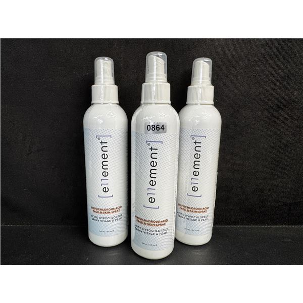 3 Bottles of Ellement Hypochlorous Acid Face and Skin Toner Spray - New