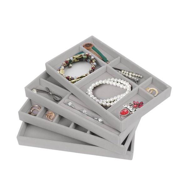 4-Pack of Velvet Jewellery Organizer Trays - New