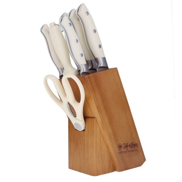Frost Hen & Rooster International Kitchen Block Set-White Handle