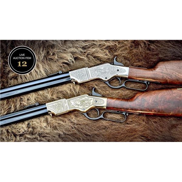 A MATCHED PAIR OF LIMITED-EDITION NEW ORIGINAL HENRY’S- TWO STUNNING .44-40 RIFLES ENGRAVED