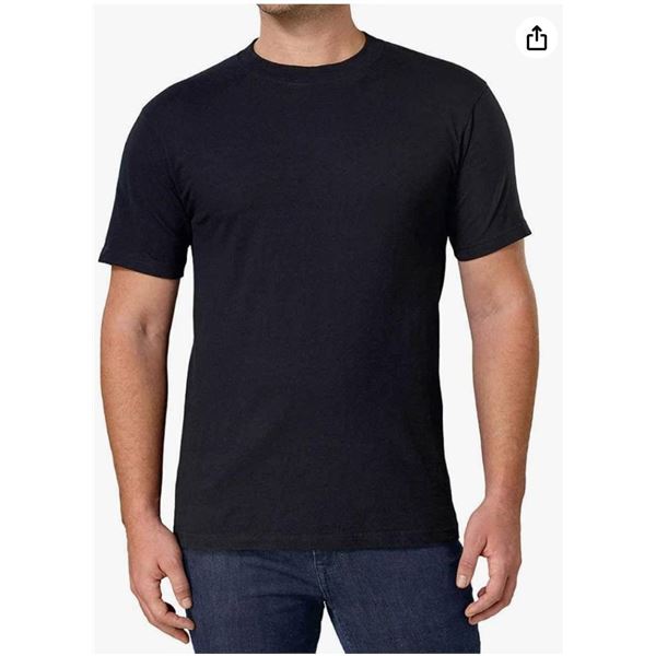 Kirkland Signature Men’s Black Crew Neck T-Shirts – Size Large (4-Pack)