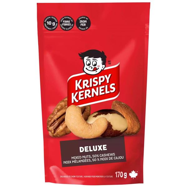 Case of 8 – Krispy Kernels Deluxe Mixed Nuts 170g Pouch – 50% Cashews