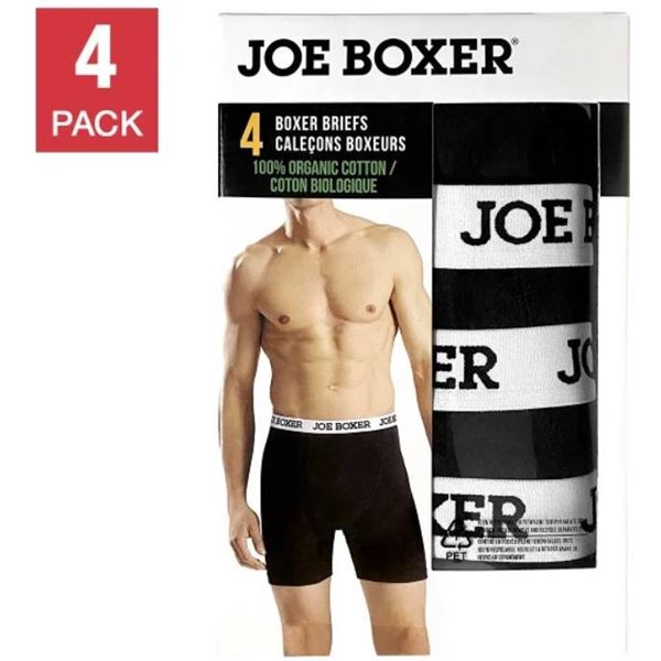Joe Boxer 4-Pack Organic Cotton Boxer Briefs, Size M/M