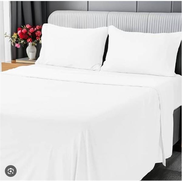 Utopia Bedding 4-Piece Bed Sheet Set, Full Size, White